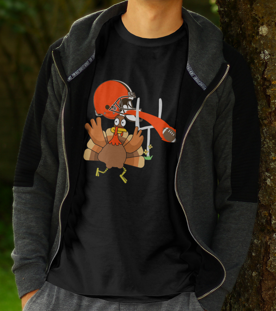 Cleveland Browns Turkey Thanksgiving Football Helmet T-Shirt