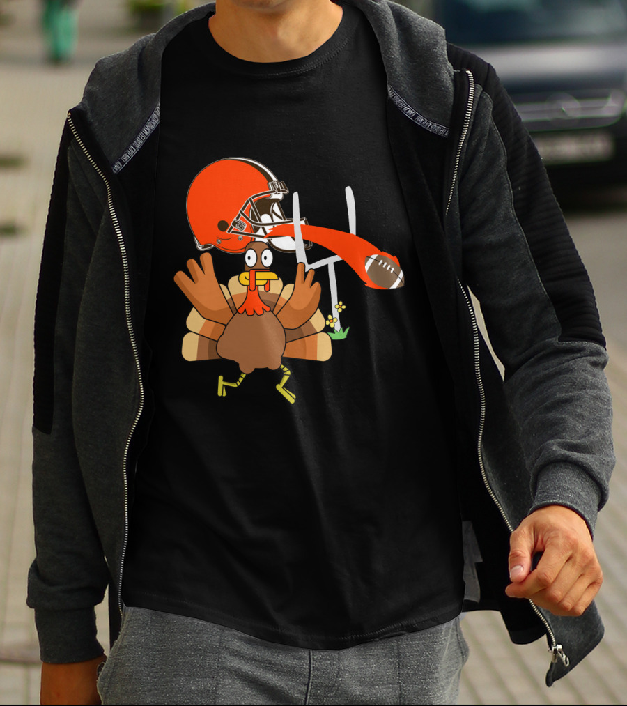 Cleveland Browns Turkey Thanksgiving Football Helmet T-Shirt