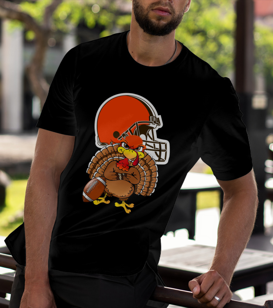 Cleveland Browns Angry Thanksgiving Turkey Football Helmet T-Shirt
