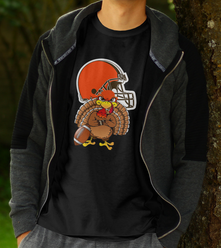Cleveland Browns Angry Thanksgiving Turkey Football Helmet T-Shirt