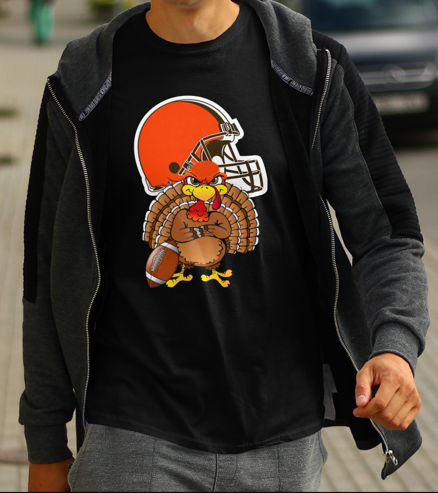 Cleveland Browns Angry Thanksgiving Turkey Football Helmet T-Shirt