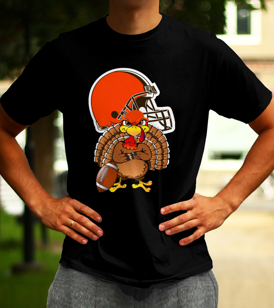 Cleveland Browns Angry Thanksgiving Turkey Football Helmet T-Shirt