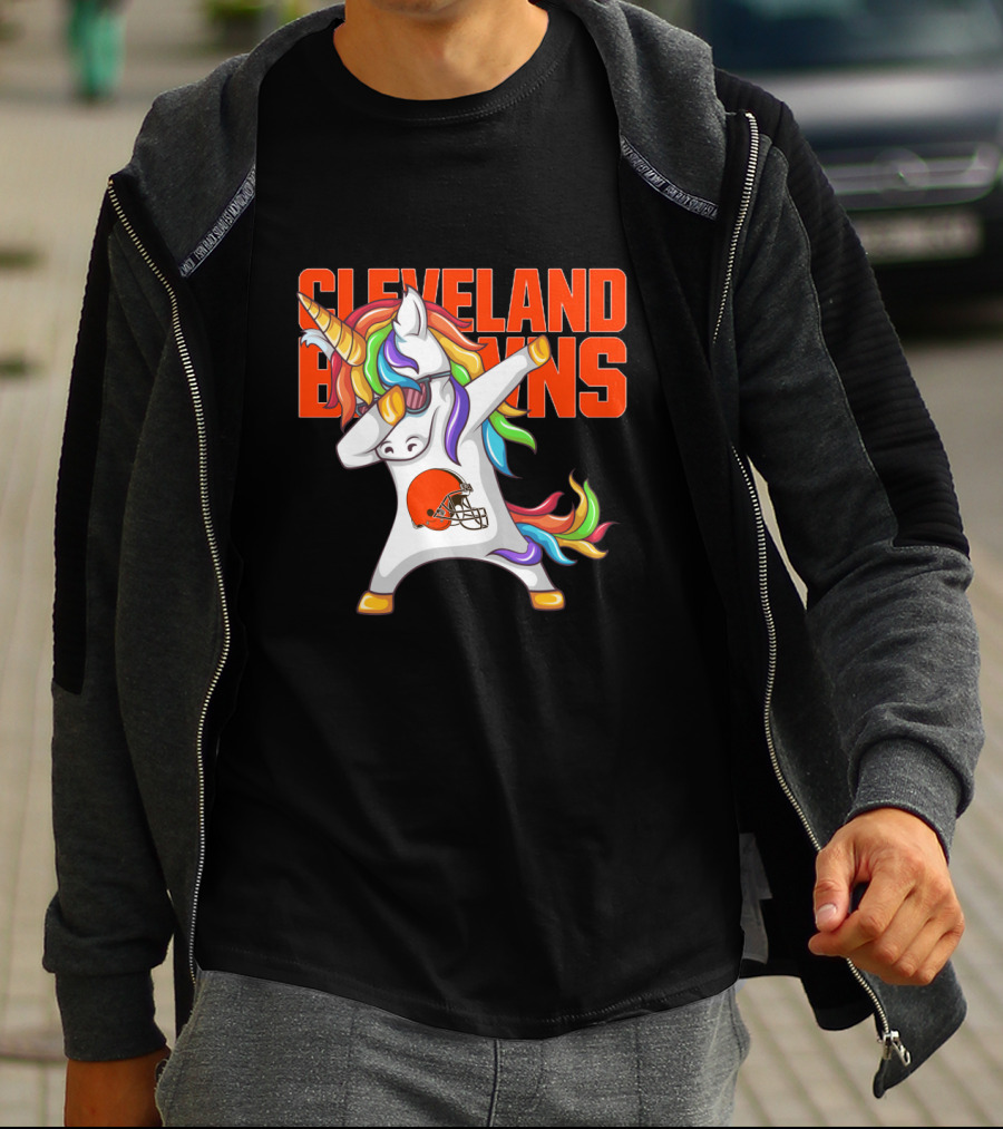 Cleveland Browns Rainbow Unicorn Football Helmet T-Shirt