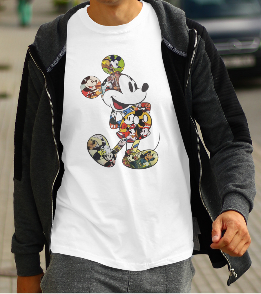 Disney Mickey Mouse Collage Vintage Comic Style T-Shirt