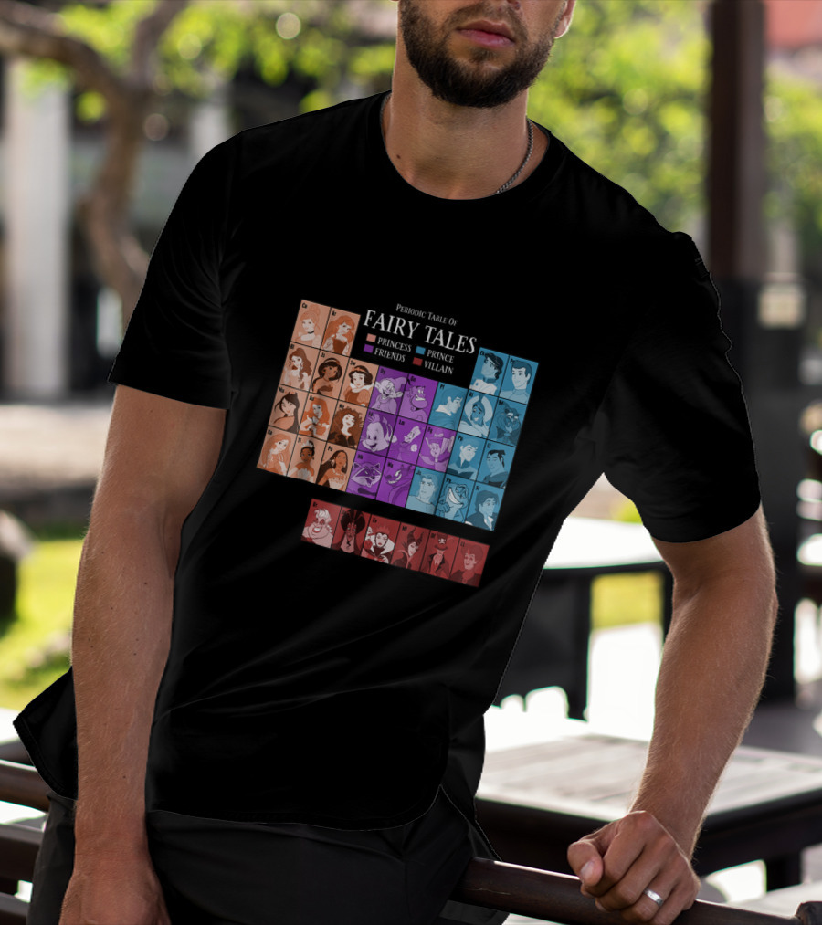 Periodic Table Of Fairy Tales Princess Prince Friends Villain Disney Films T-Shirt