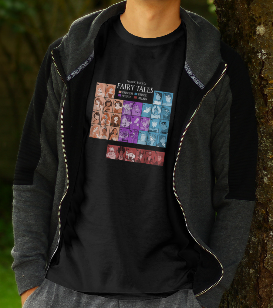 Periodic Table Of Fairy Tales Princess Prince Friends Villain Disney Films T-Shirt