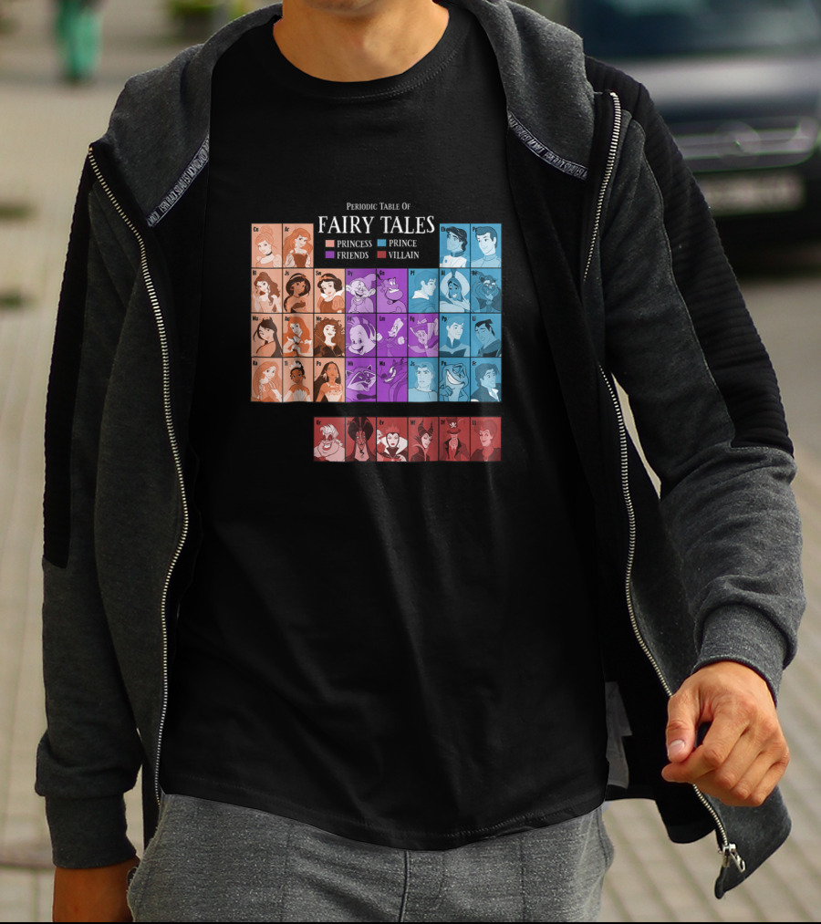 Periodic Table Of Fairy Tales Princess Prince Friends Villain Disney Films T-Shirt