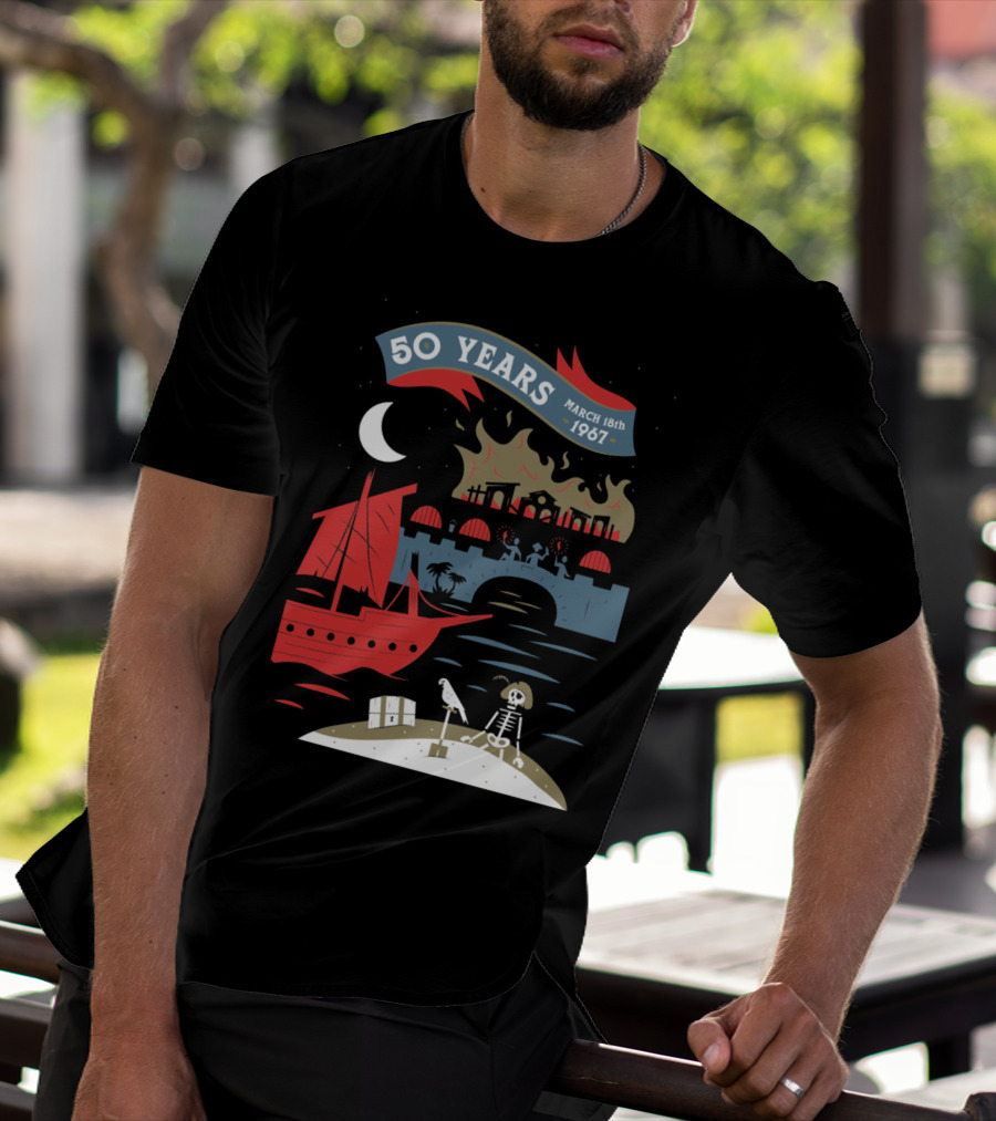 Years March 18Th 1967 Disney Films Adventure At Sea Skeleton Pirate Scene T-Shirt