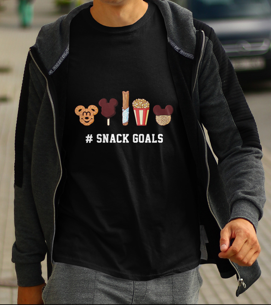 # Snack Goals Disney Films Mickey Mouse Ears Pretzel Churro Ice Cream Popcorn T-Shirt