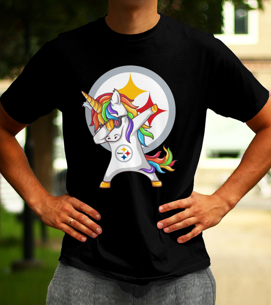 Steelers Rainbow Unicorn Dab With Pittsburgh Steelers T-Shirt