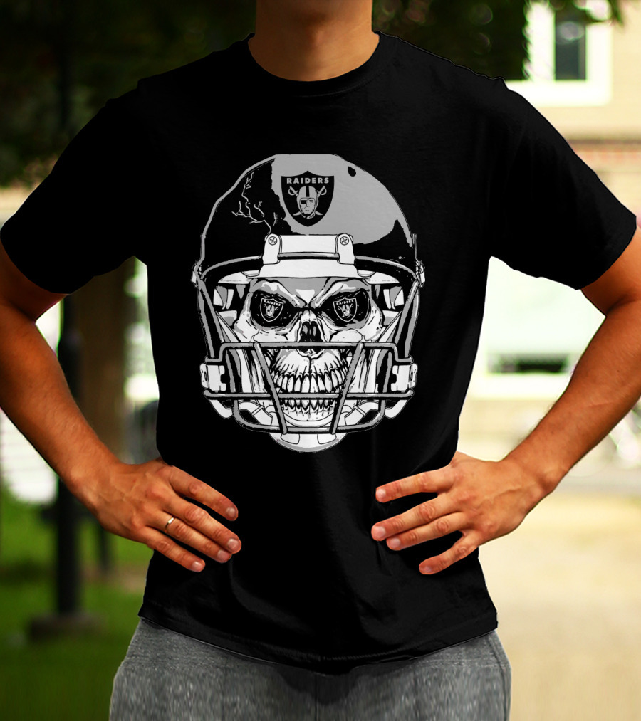 Raider Skull Helmet With Iconic Logo And Lightning Details T-Shirt