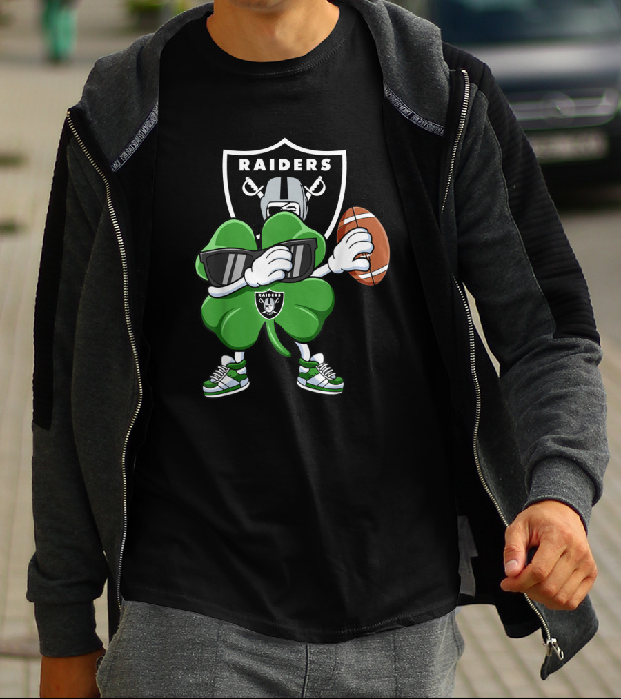 Raiders Shamrock Dabbing St. Patrick's Day Football Manter T-Shirt