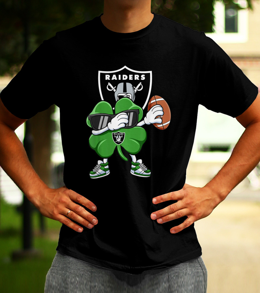 Raiders Shamrock Dabbing St. Patrick's Day Football Manter T-Shirt