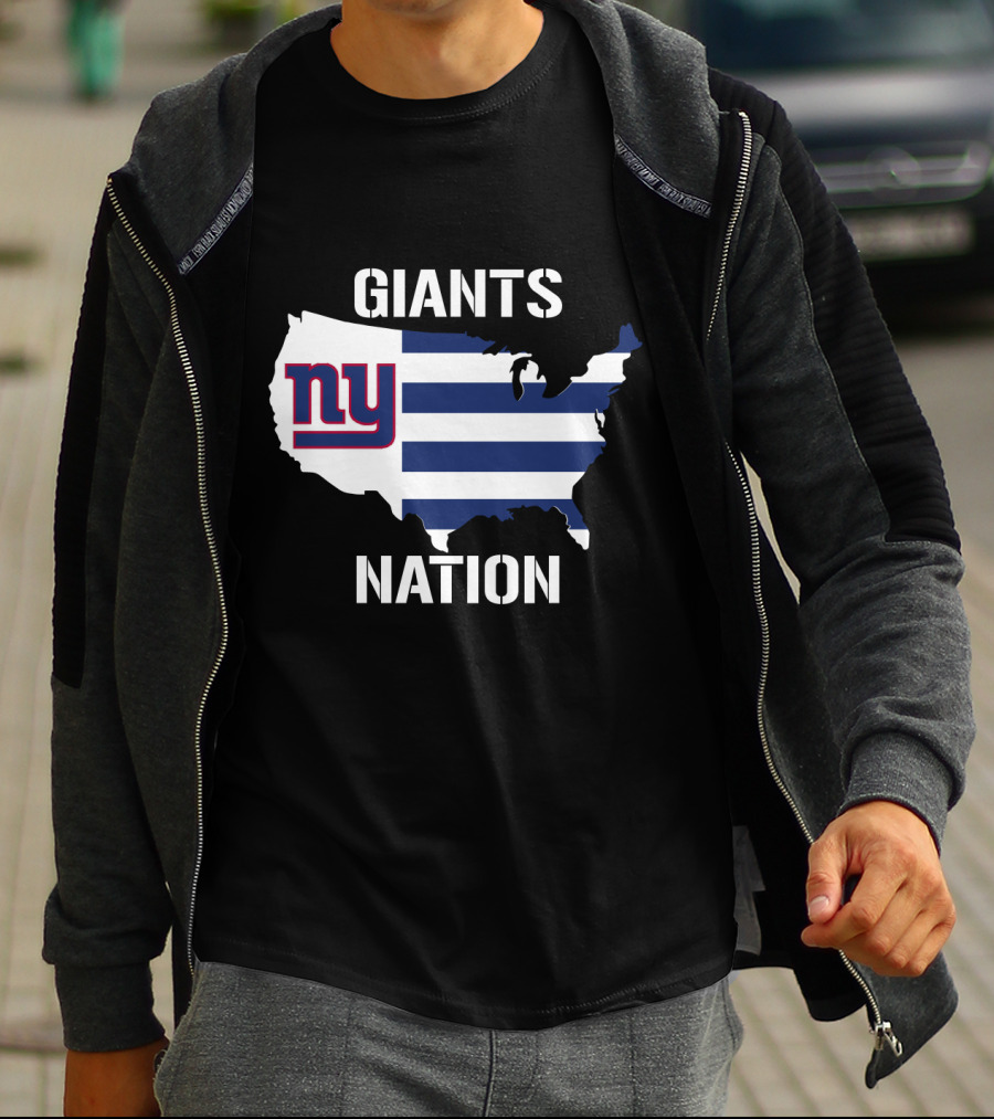NY Giants Nation USA Map Stripes T-Shirt