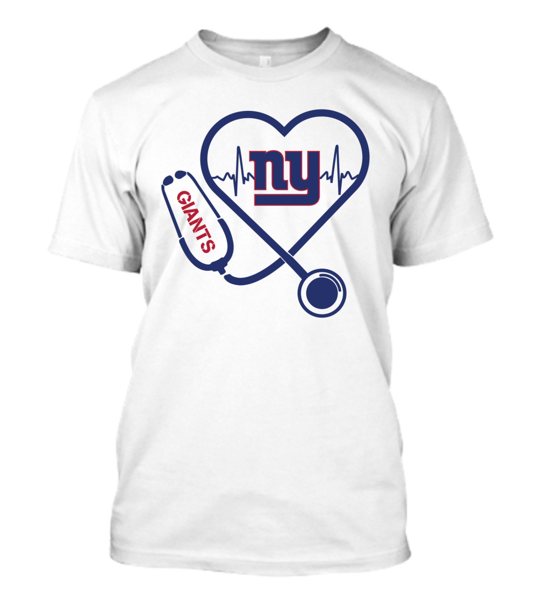 NY Giants Heartbeat Stethoscope Love T-Shirt