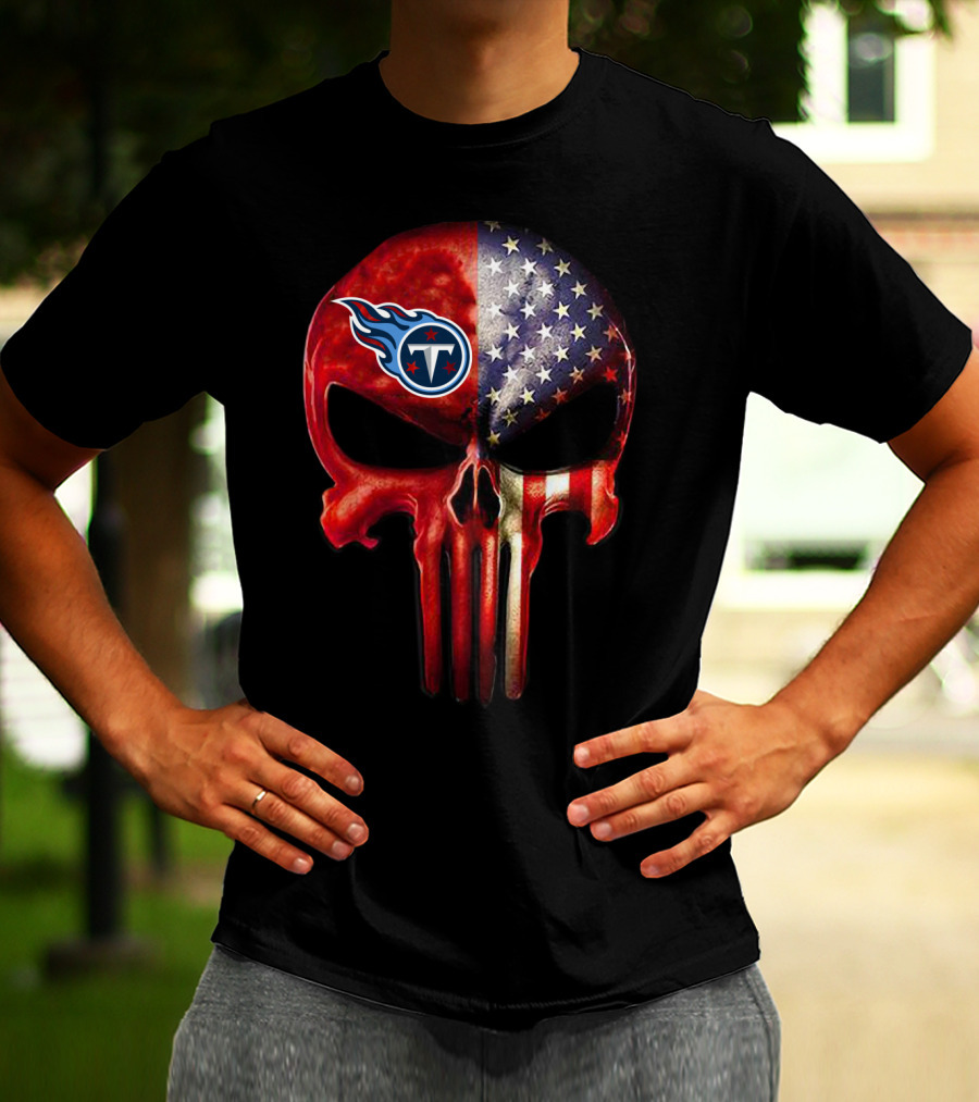 Patriotic Tennessee Titans Punisher Skull For True Fans Only T-Shirt