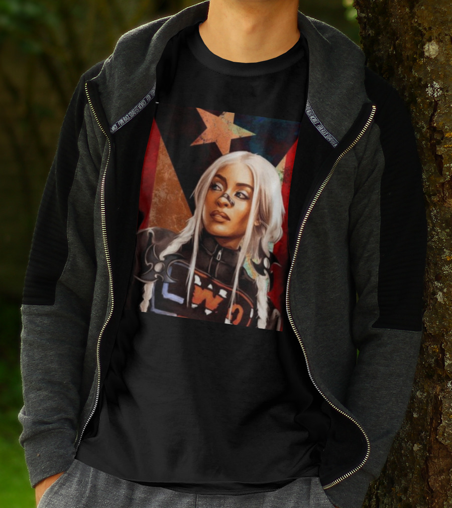 LWO Zelina Vega Fear La Chancla Puerto Rican Flag Background T-Shirt