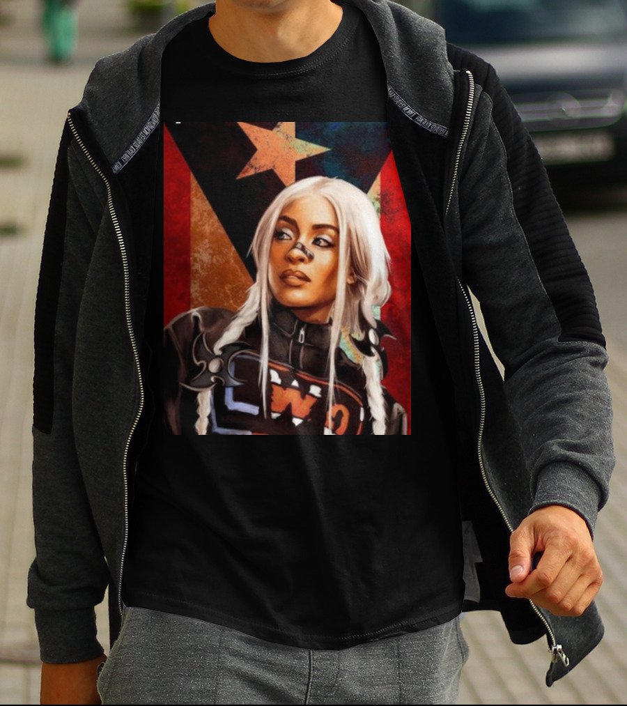 LWO Zelina Vega Fear La Chancla Puerto Rican Flag Background T-Shirt