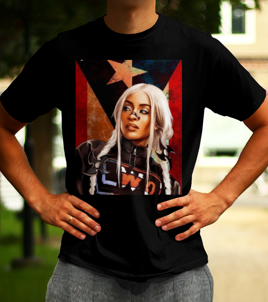 LWO Zelina Vega Fear La Chancla Puerto Rican Flag Background T-Shirt