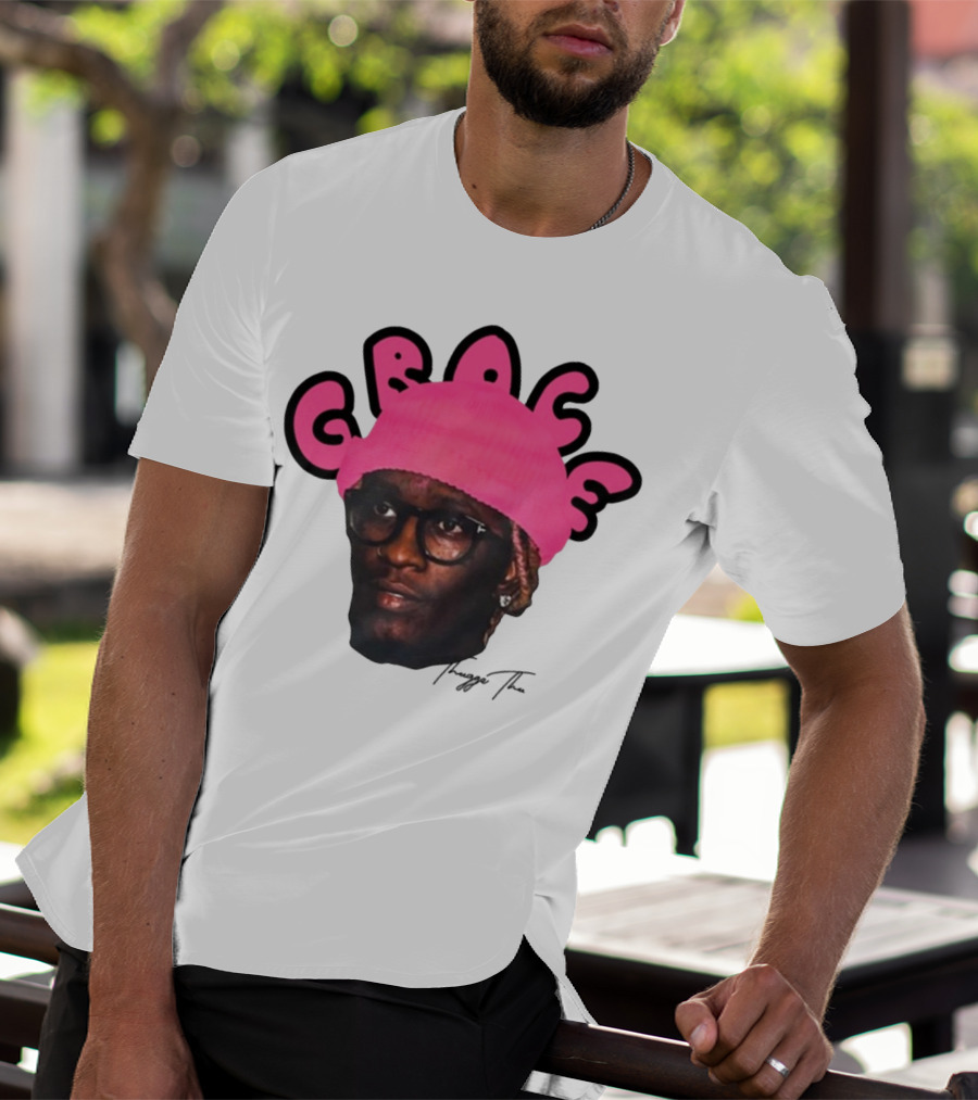 Thuggin Thuggin Grace Pink Beanie Glasses T-Shirt