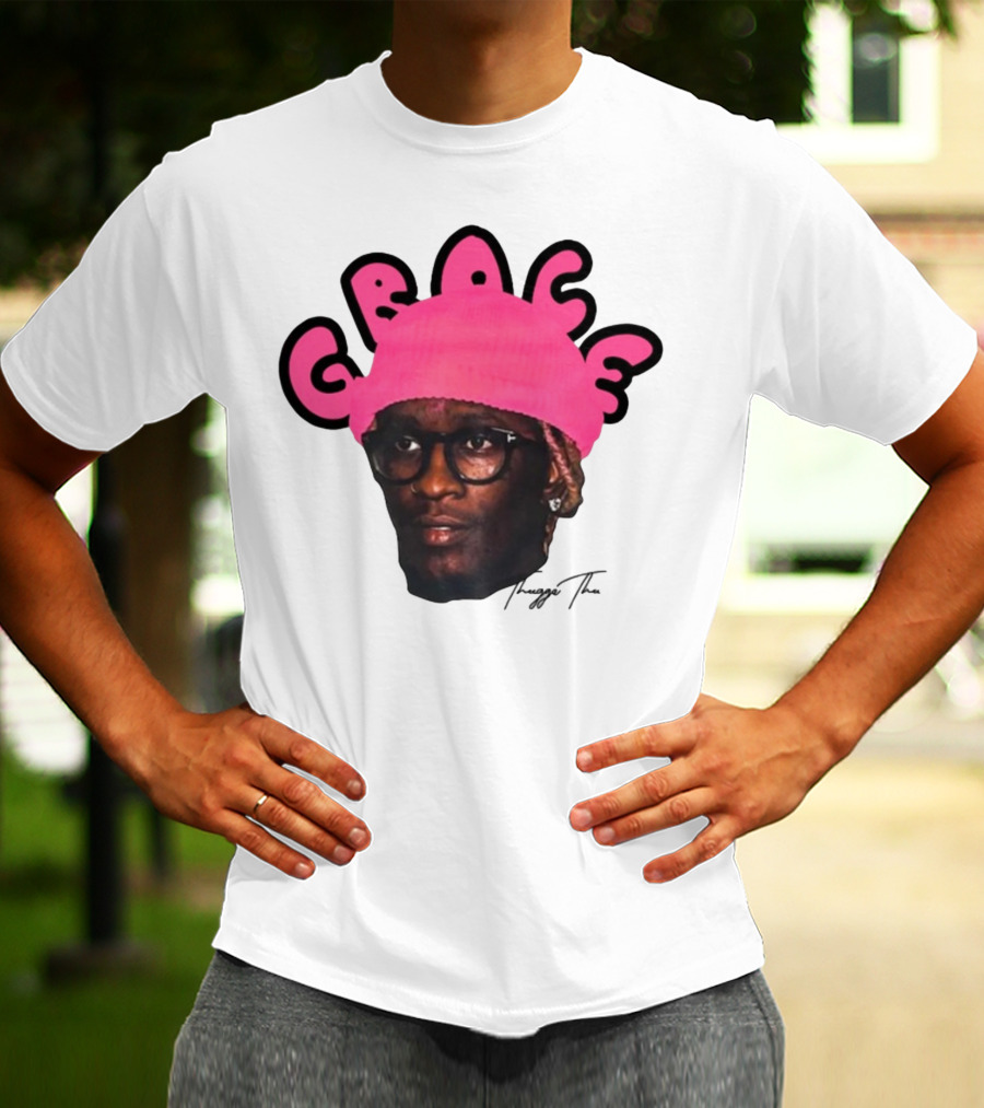 Thuggin Thuggin Grace Pink Beanie Glasses T-Shirt