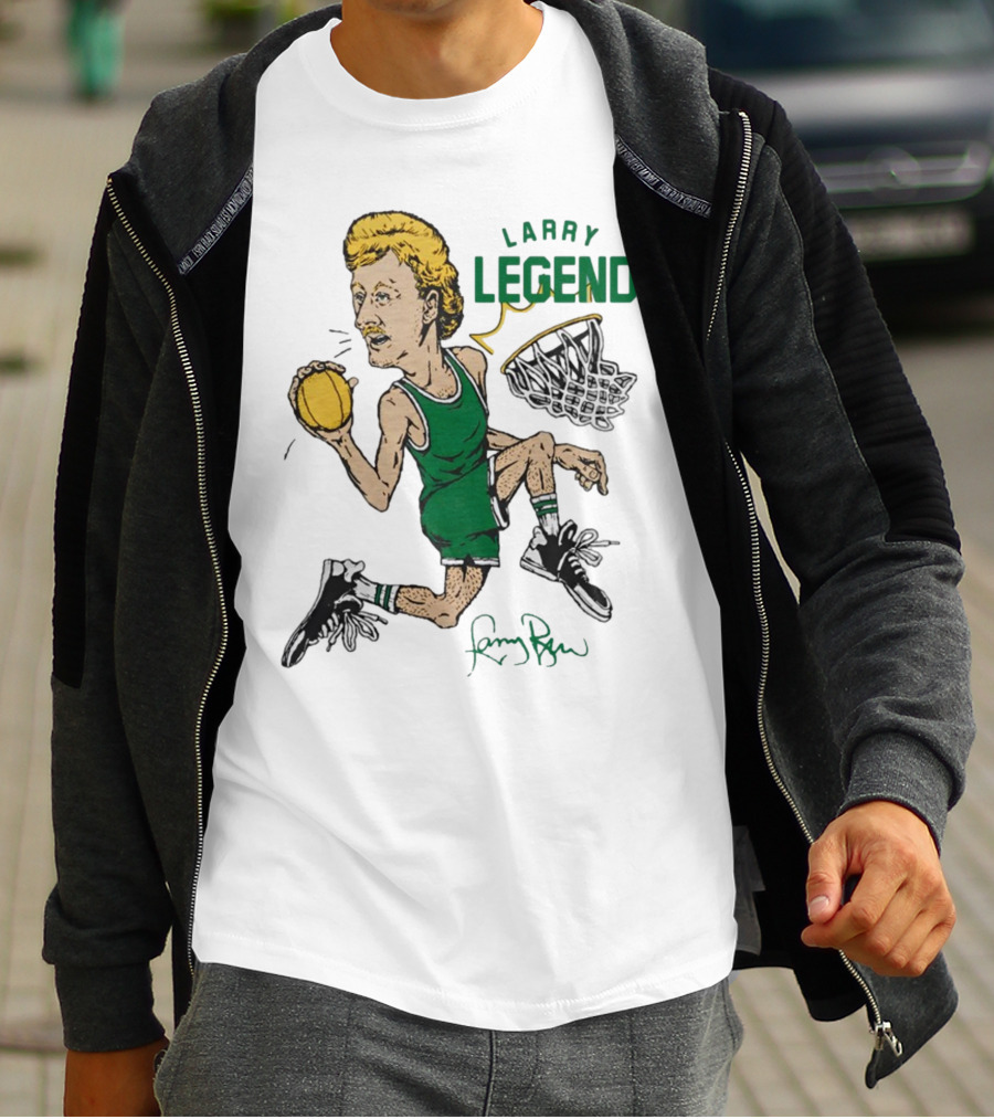 Larry Legend Layup Basketball Icon With Signature T-Shirt