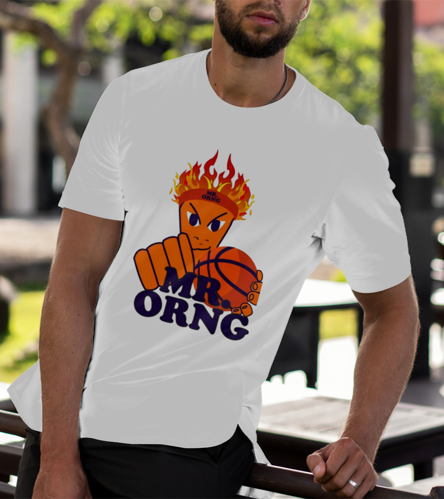 MR ORNG Basketball Flame Fist Character T-Shirt