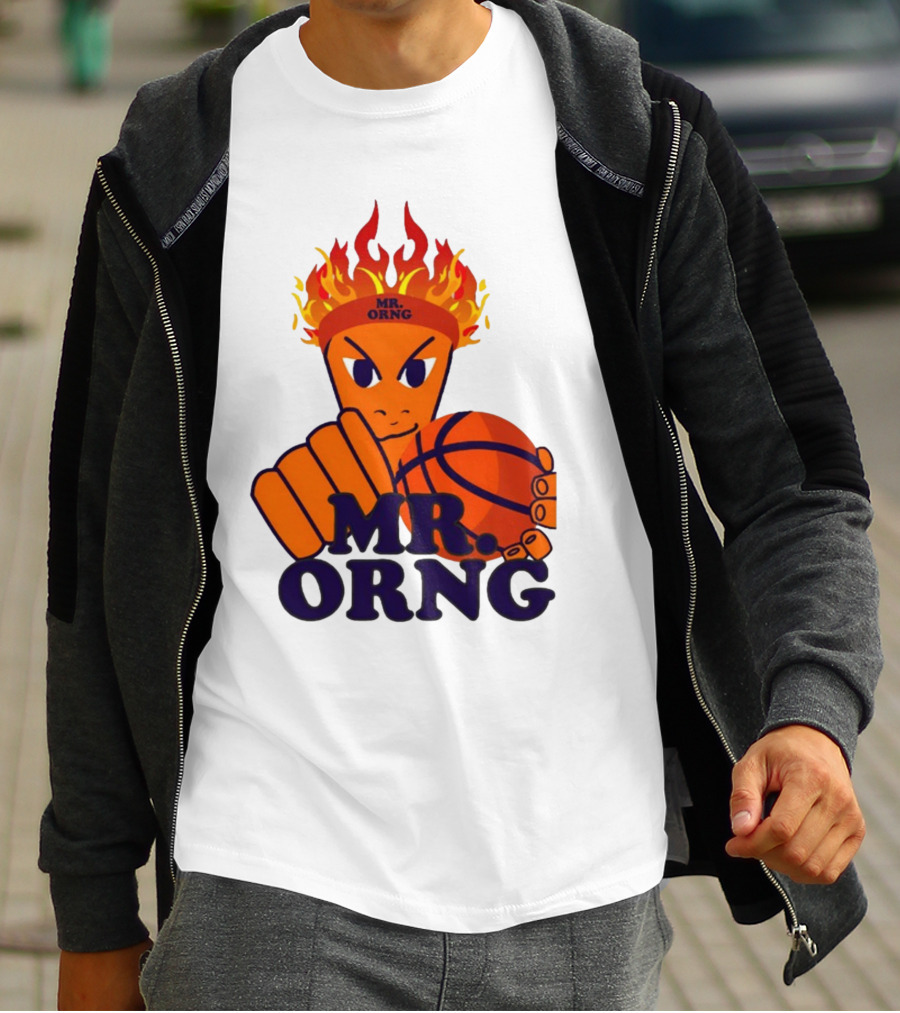 MR ORNG Basketball Flame Fist Character T-Shirt