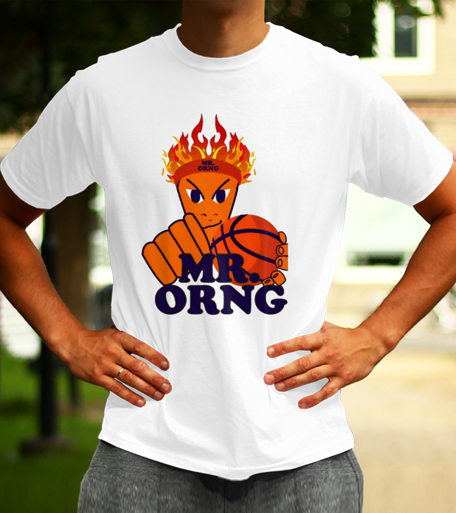 MR ORNG Basketball Flame Fist Character T-Shirt