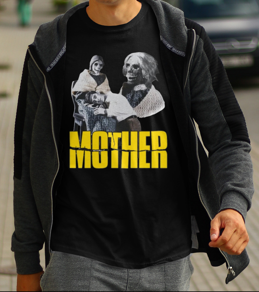 Mother Psycho Skeleton Horror Motif T-Shirt