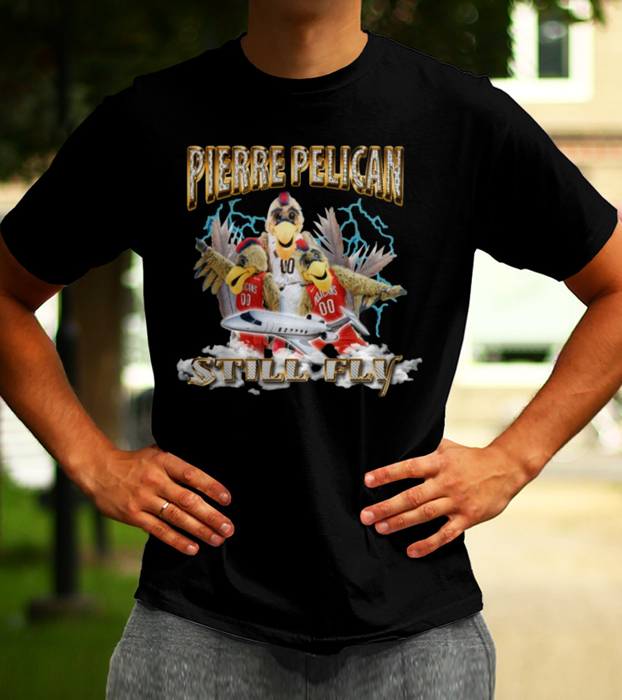Pierre Pelican Still Fly With Jet And Lightning T-Shirt