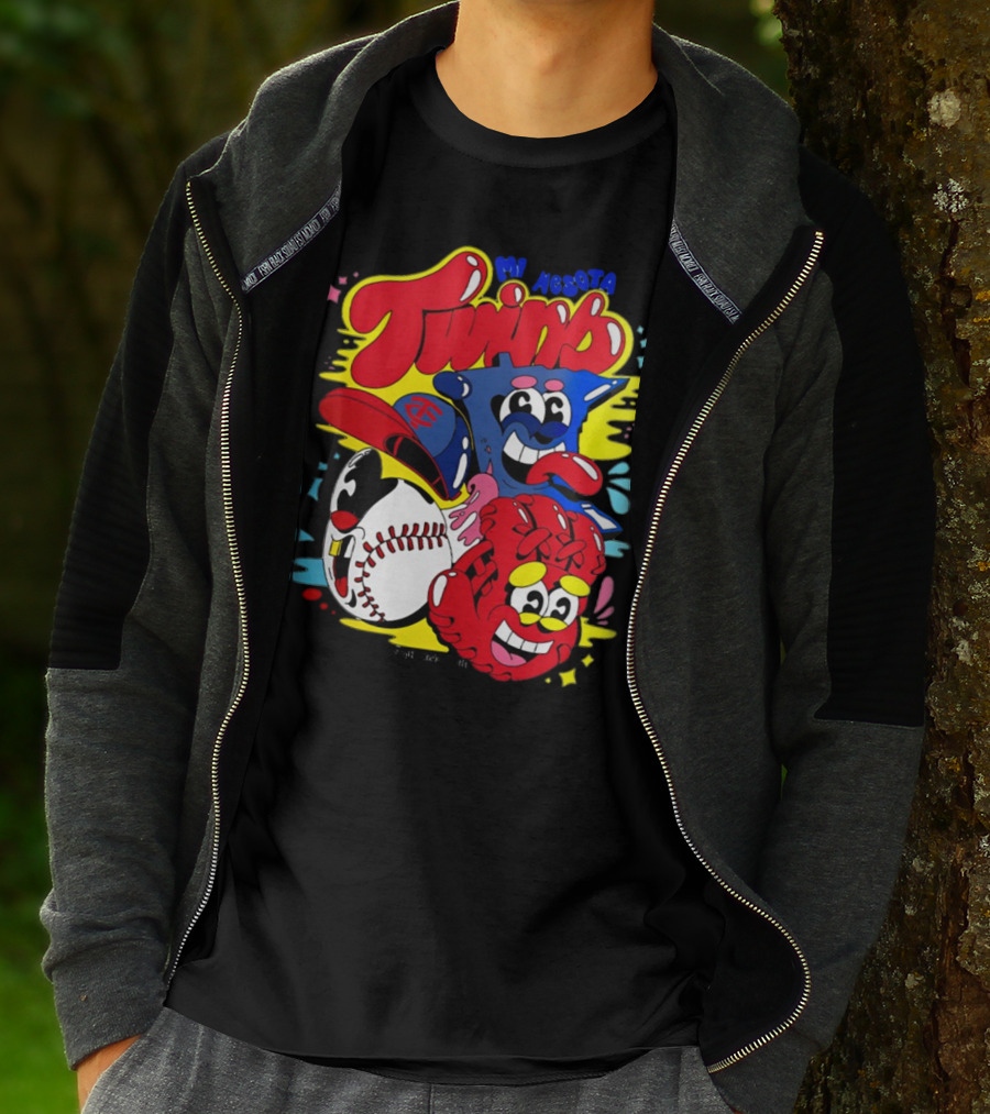 Minnesota Twins Cartoon Characters Baseball Art Evan Weselmann T-Shirt