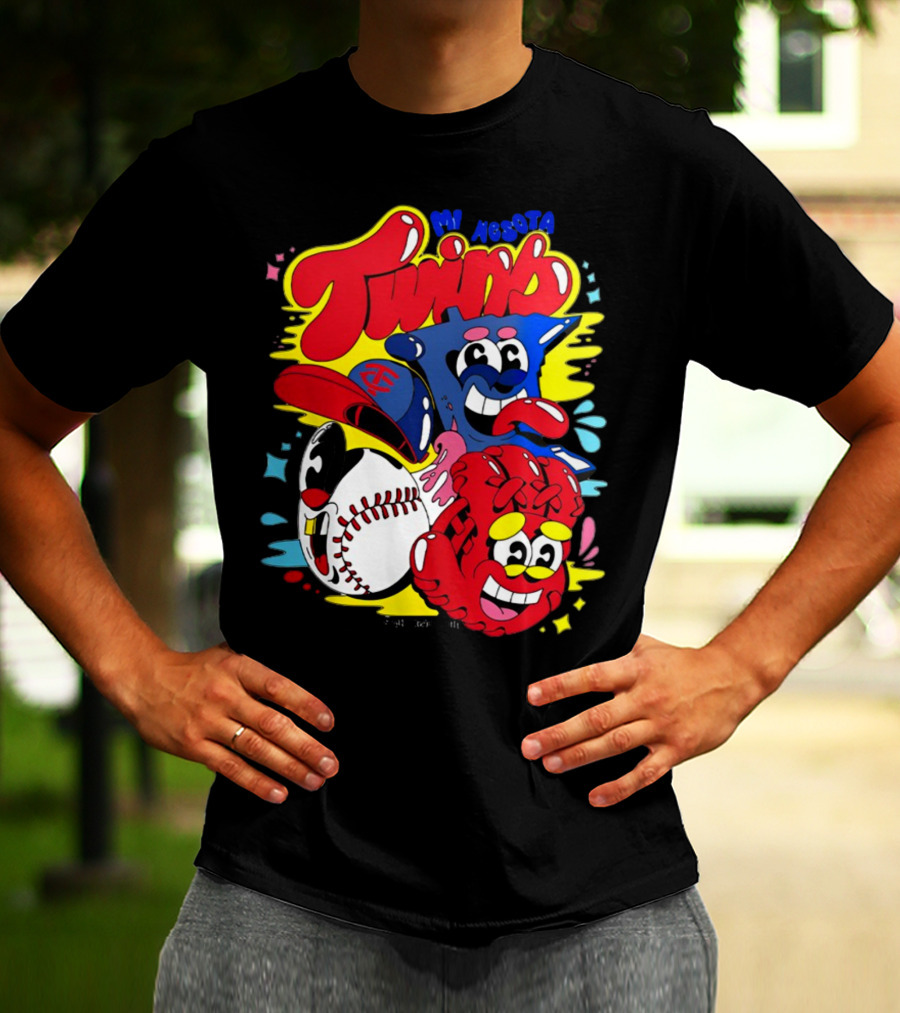 Minnesota Twins Cartoon Characters Baseball Art Evan Weselmann T-Shirt