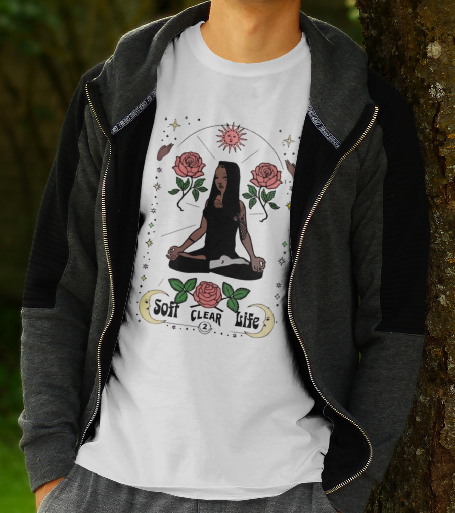Summer Walker Soft Clear Life Yoga Meditation Roses Moon Sun T-Shirt