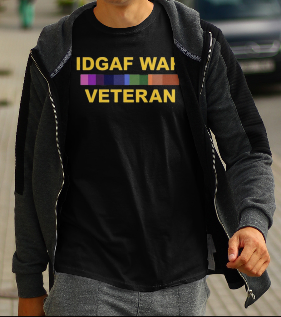 IDGAF War Veteran Color Bars T-Shirt