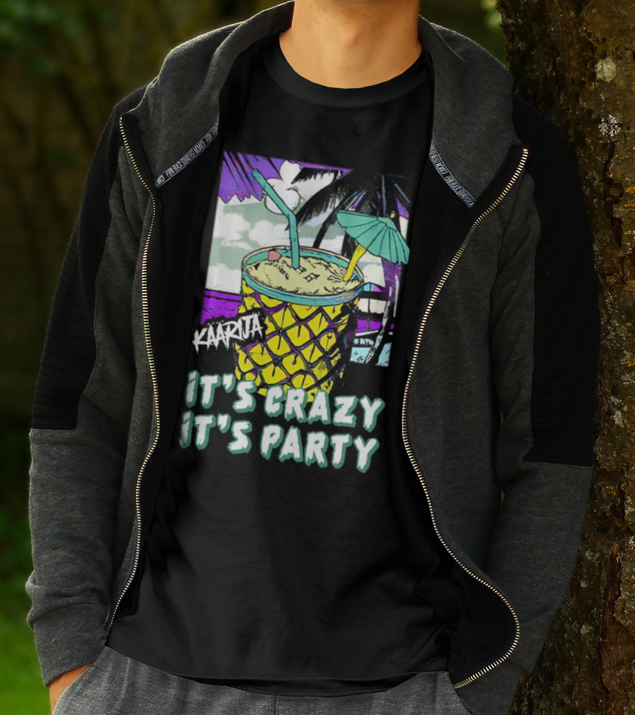 Kaarija It's Crazy It's Party Pineapple Drink Palm Trees T-Shirt