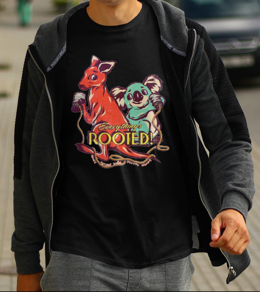 Everything's Rooted Kangaroo And Koala Play With Cords T-Shirt
