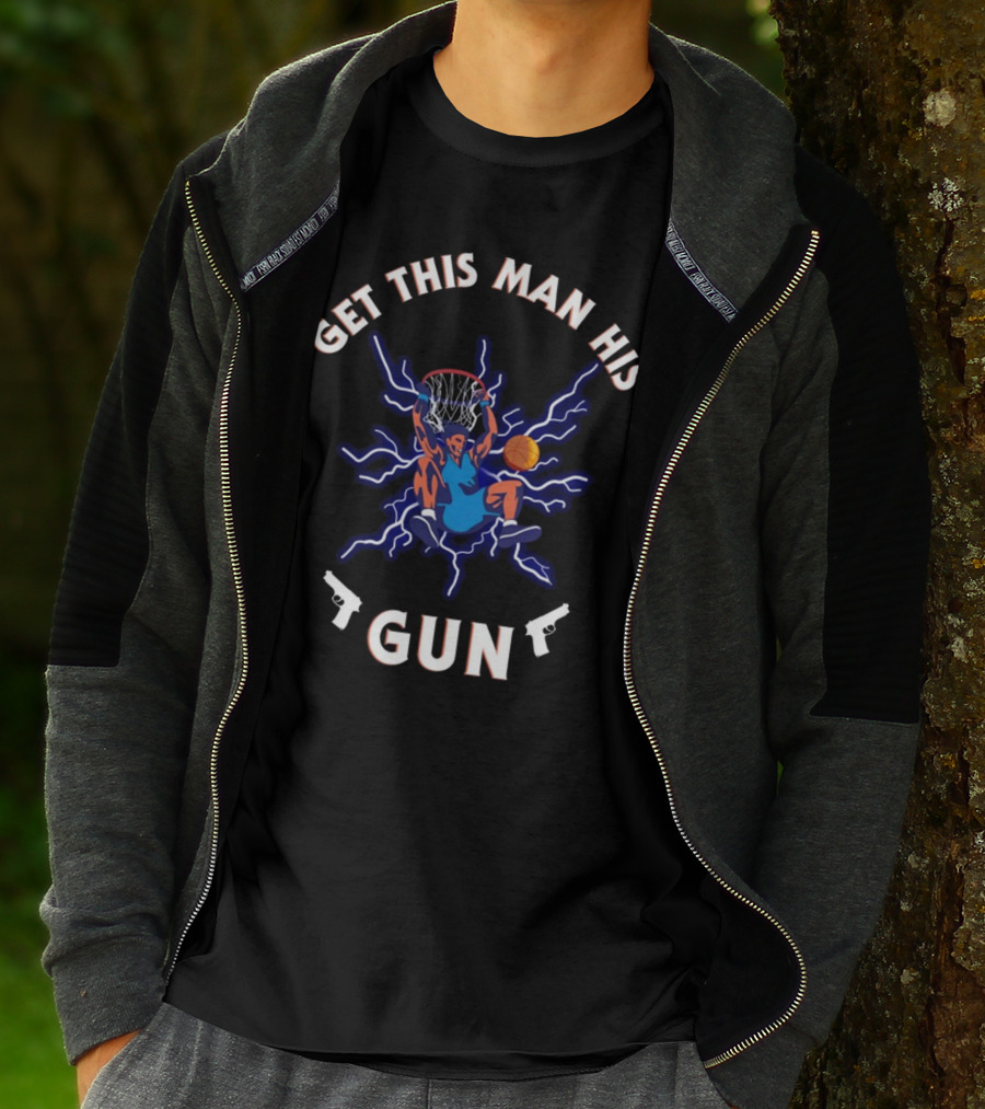 Get This Man His Gun Basketball Dunk With Lightning And Guns T-Shirt