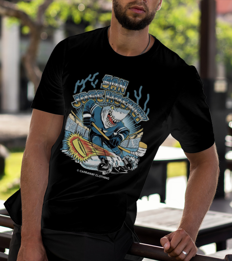 SAN JOSE HOCKEY SHARK ICE ACTION CARAWAY CLOTHING T-Shirt