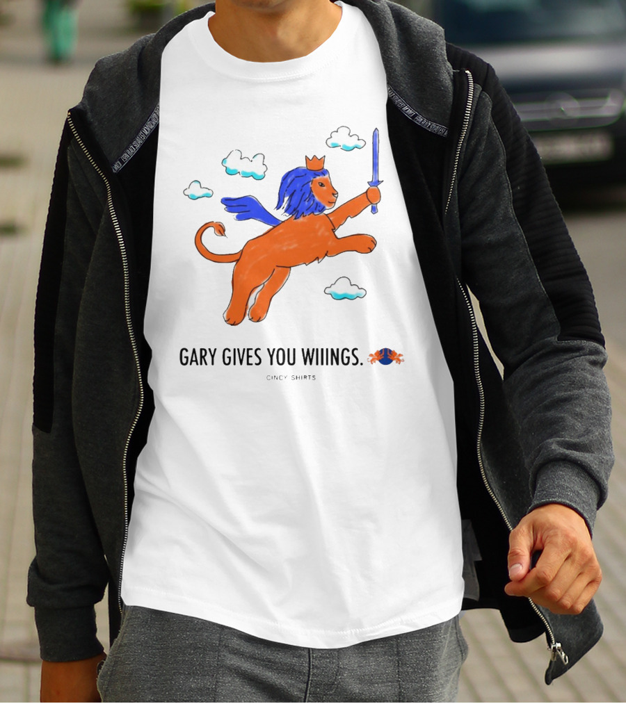 Gary Gives You Wings Flying Lion Sword Clouds Cincy T-Shirt