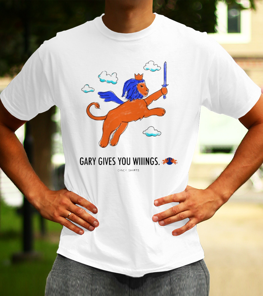 Gary Gives You Wings Flying Lion Sword Clouds Cincy T-Shirt