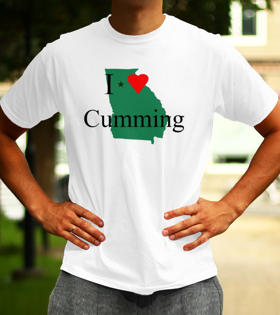 I Love Cumming Georgia Map With Heart And Star T-Shirt