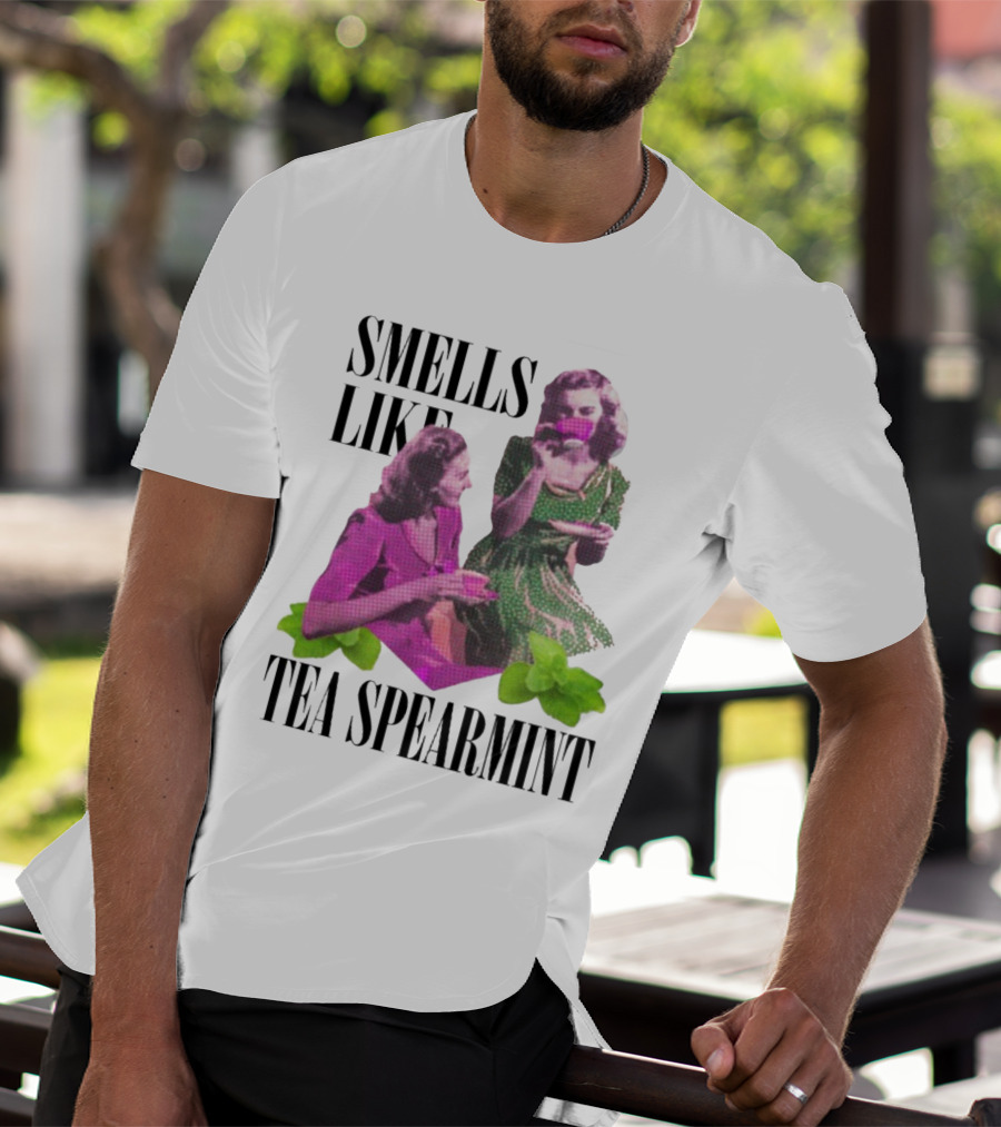 Smells Like Tea Spearmint Retro Women Green Pink Cups T-Shirt