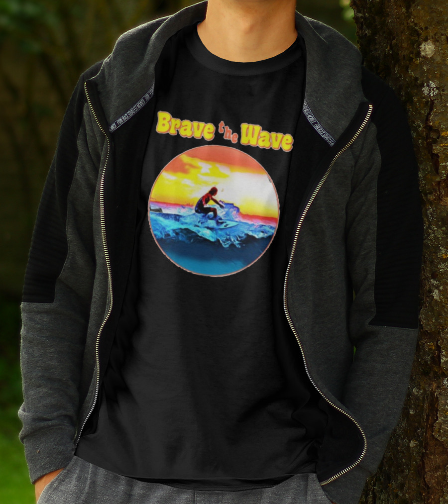 Brave The Wave Surfer At Sunset T-Shirt