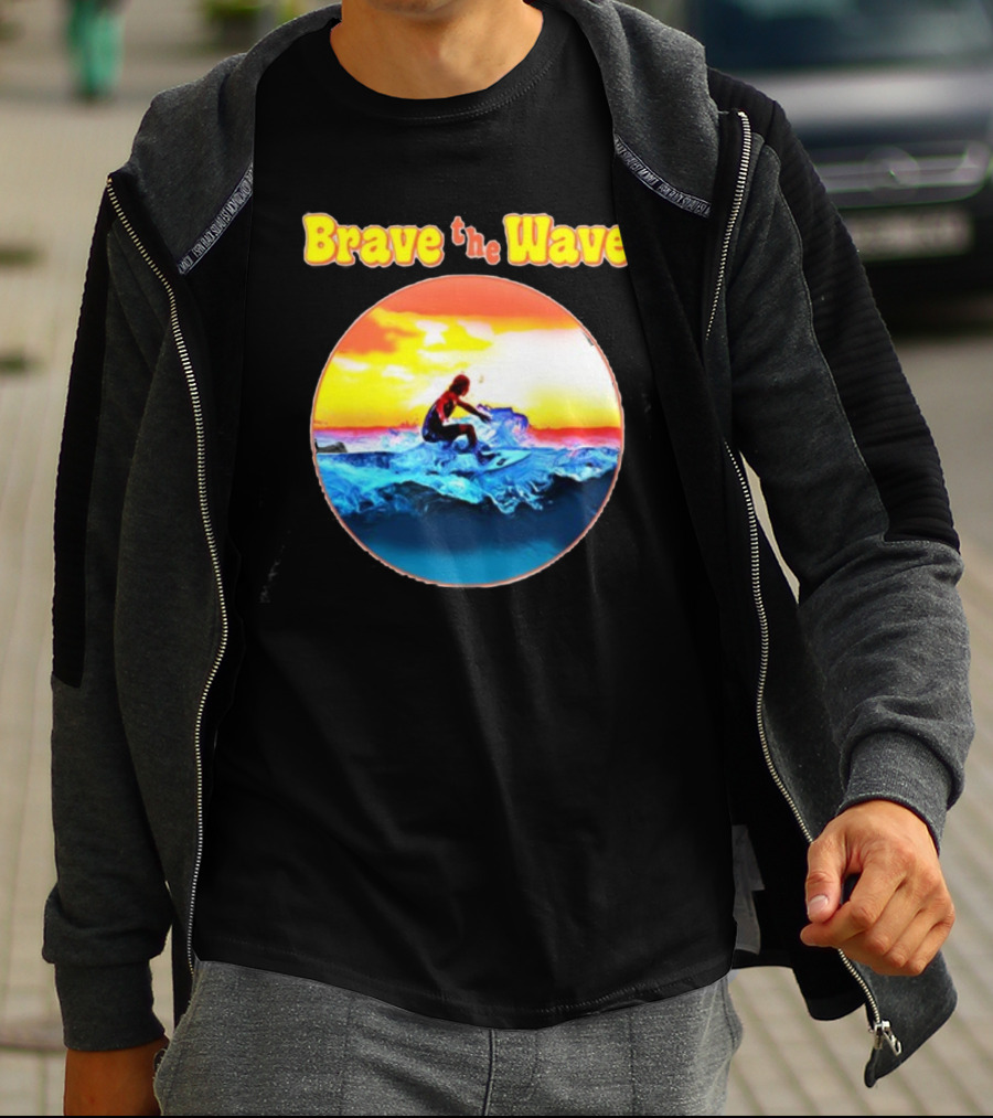 Brave The Wave Surfer At Sunset T-Shirt