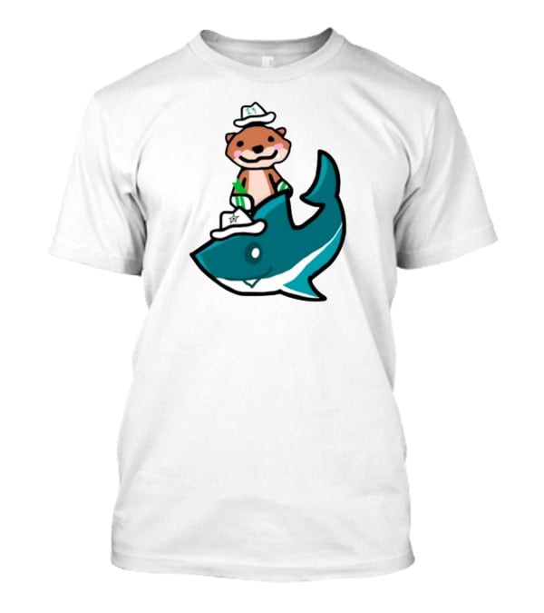Jake Otter Shark Captain Otter Riding Shark T-Shirt