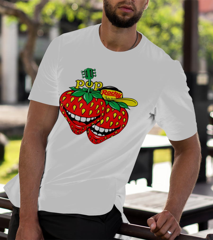 Pop Rocky Strawberry Guitar Grin T-Shirt