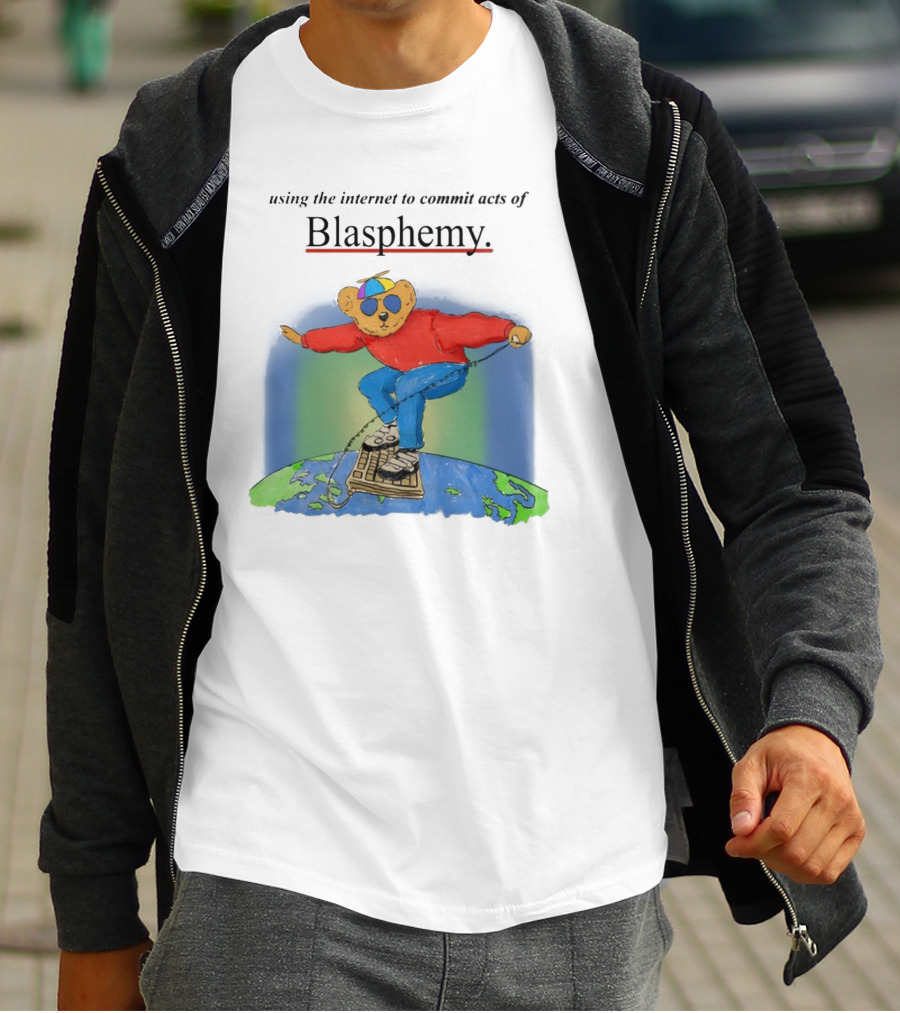 Internet Blasphemy Bear Surfing Globally T-Shirt