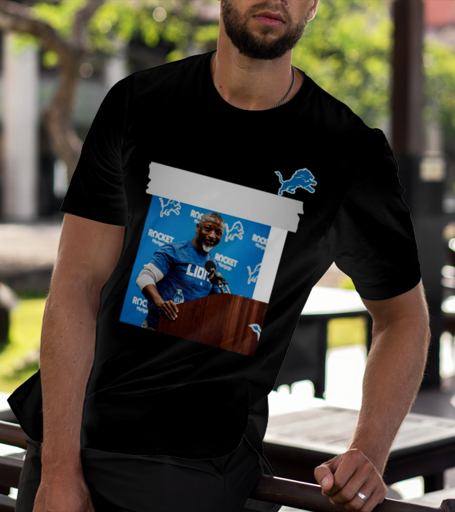 Lions DC Aaron Glenn Rocket Mortgage Press Conference Detroit Football T-Shirt