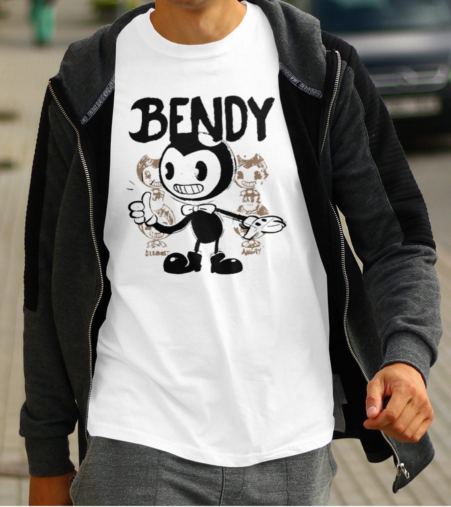 Bendy Cartoon Character With Disgust And Angry Moods T-Shirt